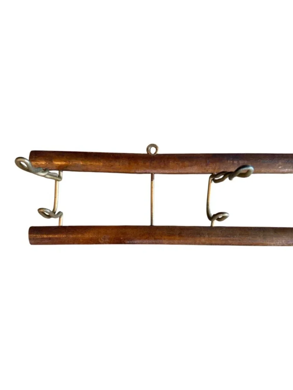 Antique French Farmhouse Wall Mounted Entryway Rail Rack Rustic Industrial